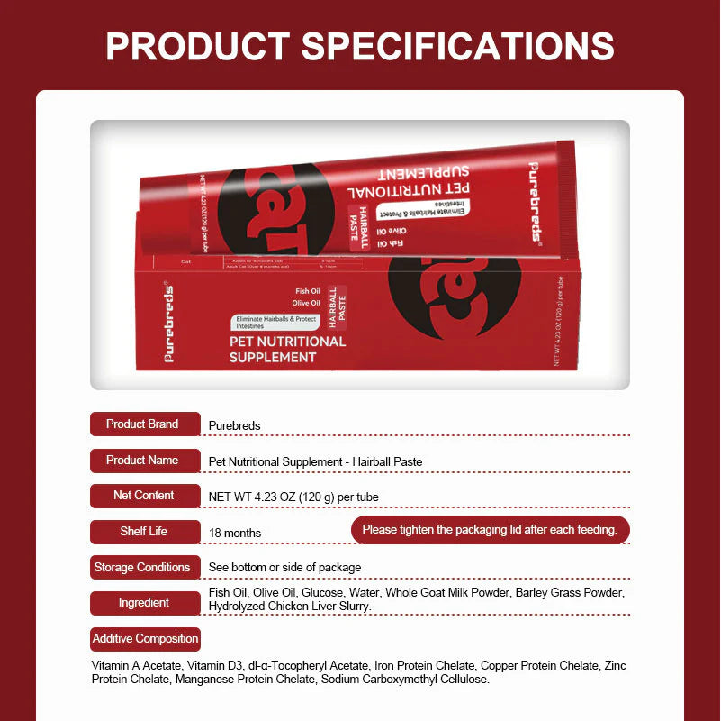 Purebreds Hairball Care Paste for Cats